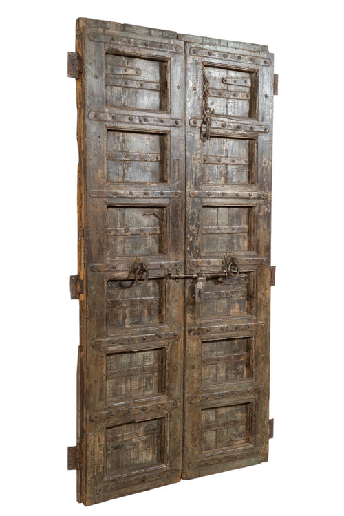 Biscottini Porta portone in legno massello e ferro da interno o da esterno vecchia e antica medievale