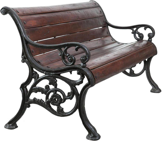 Biscottini Panchina in legno massiccio e ghisa L145xPR65xH77 cm