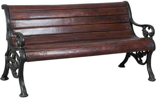 Biscottini Panchina in legno massiccio e ghisa L145xPR65xH77 cm