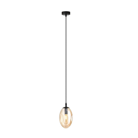 Sospensione Minimal 1 Luce Astral Acciaio Nero E Vetro Ambra