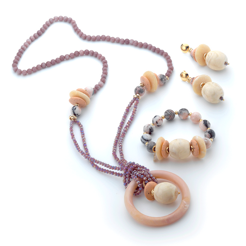 MASMAS - Collana con cerchio Giada Rosa