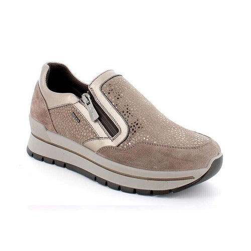 SCARPA DONNA CON ZIP LATERALE IN CAMOSCIO FANGO