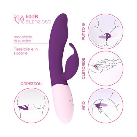 Vibratore Rabbit Doppia Stimolazione Punto G e Clitoride 10 Modalità Vibrazione