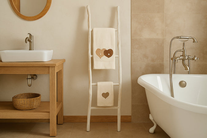 Biscottini Scala portasciugamani in legno finitura bianca