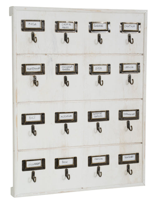 Biscottini Bacheca appendichiavi in legno finitura bianco anticato L37xPR4xH47 cm Offerta