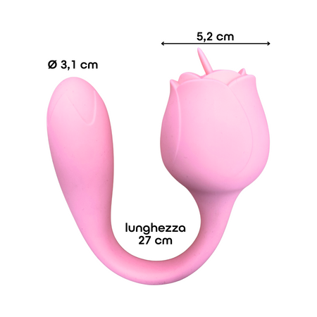 Stimolatore Clitorideo Licking Vibratore Punto G a forma di Rosa Lecca e Vibra