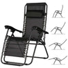 Sedia Sdraio Cordonata Gravità Zero Reclinabile Pieghevole Poggiatesta Nero