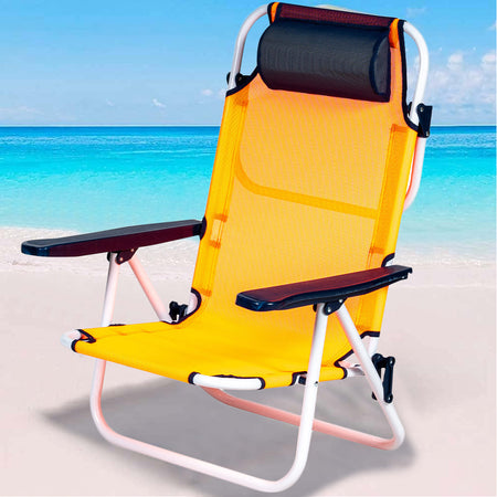 Sdraio Spiaggina Pieghevole in Alluminio Schienale Reclinabile Tessuto Textilene
