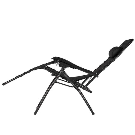 Sedia Sdraio Cordonata Gravità Zero Reclinabile Pieghevole Poggiatesta Nero