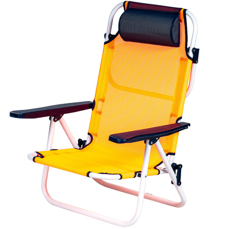 Sdraio Spiaggina Pieghevole in Alluminio Schienale Reclinabile Tessuto Textilene