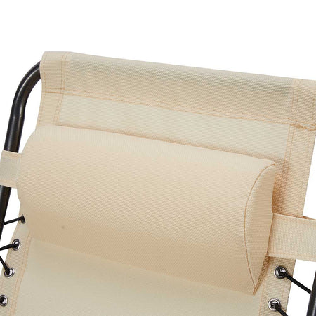 Sedia Sdraio Cordonata Gravità Zero Reclinabile Pieghevole Poggiatesta Nero Beige
