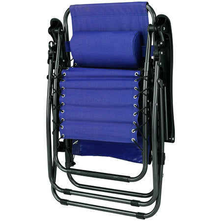 Sedia Poltrona Giardino Gravità Zero Pieghevole Acciaio Oxford con Vassoio Laterale Blu