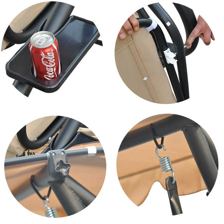 Dondolo da Giardino 3 Posti con Tetto Reclinabile, Cuscini e Funzione Letto Matrimoniale