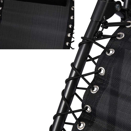 Sedia Sdraio Cordonata Gravità Zero Reclinabile Pieghevole Poggiatesta Nero