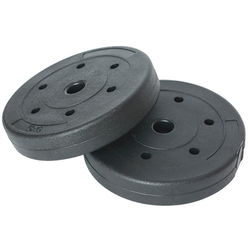 Set 2 Dischi Pesi Bilanciere Manubrio 10kg Plastificati Cemento 5kg x 2 Nero