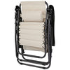 Sedia Poltrona Giardino Gravità Zero Pieghevole Acciaio Oxford con Vassoio Laterale Beige
