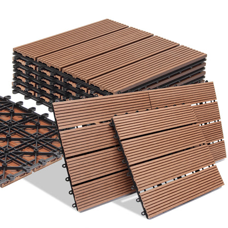Kit 11 Mattonelle a Incastro per Terrazzo Piastrelle pavimenti 30x30cm in WPC Antiscivolo