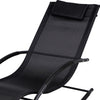 Sedia Sdraio a Dondolo Gravità Zero per Esterni con Cuscino Imbottito Nero