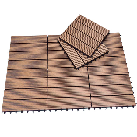 Kit 11 Mattonelle a Incastro per Terrazzo Piastrelle pavimenti 30x30cm in WPC Antiscivolo