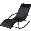 Sedia Sdraio a Dondolo Gravità Zero per Esterni con Cuscino Imbottito Nero