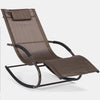 Sedia Sdraio a Dondolo Gravità Zero per Esterni con Cuscino Imbottito Marrone