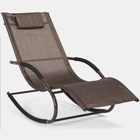 Sedia Sdraio a Dondolo Gravità Zero per Esterni con Cuscino Imbottito Marrone
