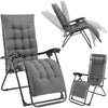 Poltrona da Giardino Pieghevole con Cuscino Imbottito e Struttura in Acciaio Grigio
