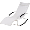 Sedia Sdraio a Dondolo Gravità Zero per Esterni con Cuscino Imbottito Bianco