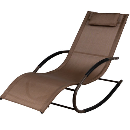 Sedia Sdraio a Dondolo Gravità Zero per Esterni con Cuscino Imbottito Marrone