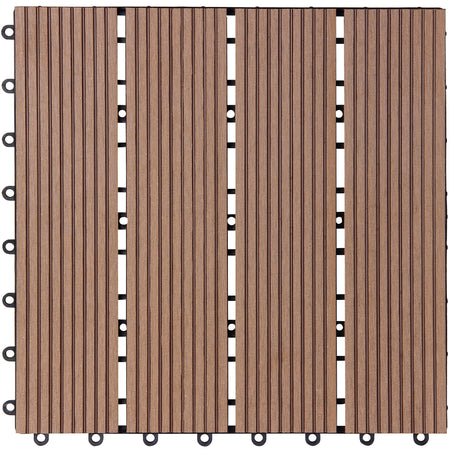 Kit 11 Mattonelle a Incastro per Terrazzo Piastrelle pavimenti 30x30cm in WPC Antiscivolo