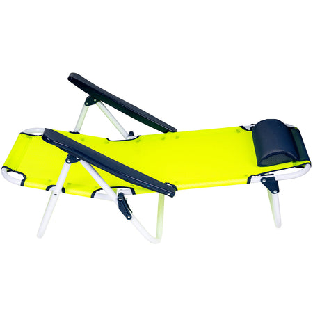 Sdraio Spiaggina Pieghevole in Alluminio Schienale Reclinabile Tessuto Textilene