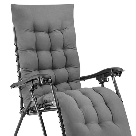 Poltrona da Giardino Pieghevole con Cuscino Imbottito e Struttura in Acciaio Grigio