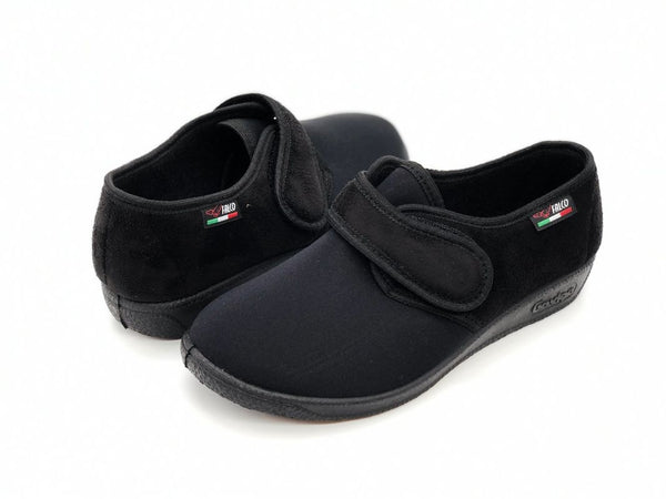 GAVIGA Pantofola donna in panno e tessuto nero