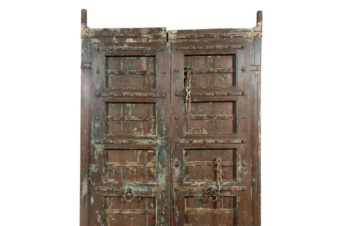 Biscottini Porta portone in legno massello e ferro da interno o da esterno vecchia e antica medievale