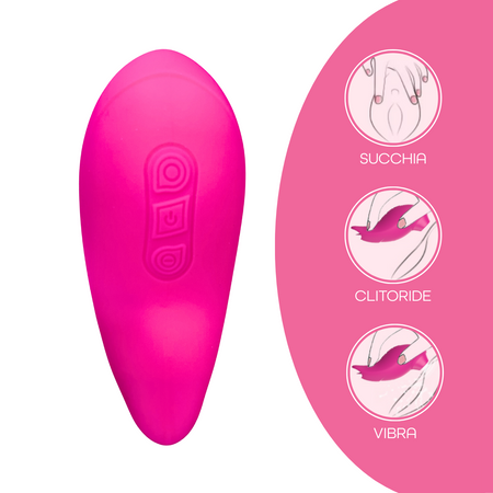 Succhia e Lecca Clitoride 2in1 Vibratore con Lingua doppio Stimolatore a Suzione