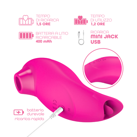 Succhia e Lecca Clitoride 2in1 Vibratore con Lingua doppio Stimolatore a Suzione