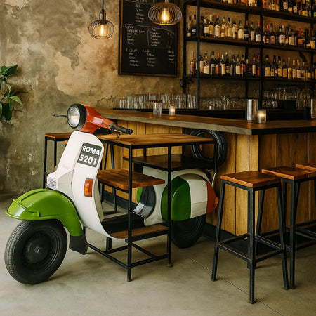 Biscottini Biscottini Consolle Vespa Ristrutturata 180x75x115 Ferro Legno Vintage