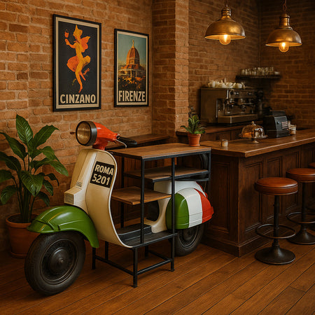 Biscottini Biscottini Consolle Vespa Ristrutturata 180x75x115 Ferro Legno Vintage