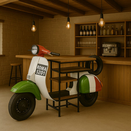 Biscottini Biscottini Consolle Vespa Ristrutturata 180x75x115 Ferro Legno Vintage