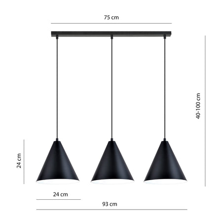 Sospensione Nordica Rebel 3 Luci In Acciaio Nero