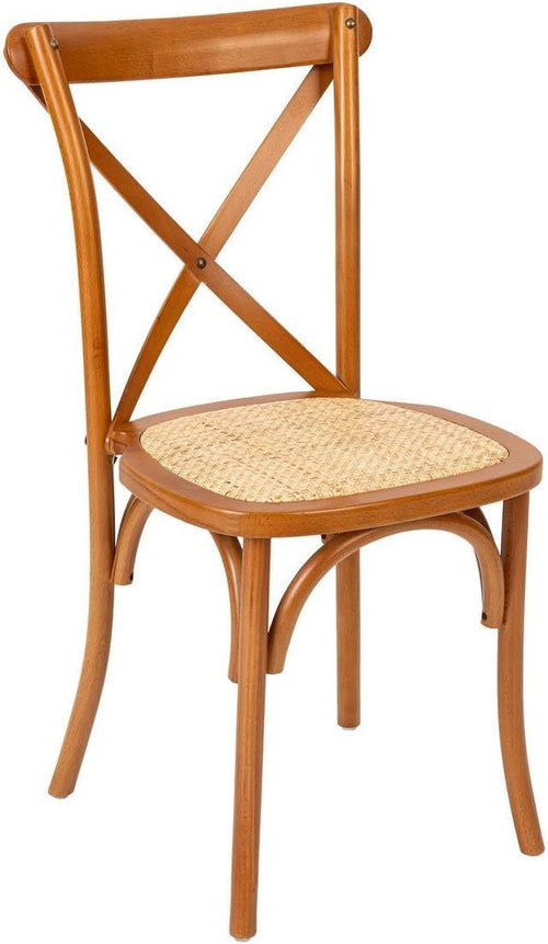 Biscottini Sedia Thonet in massello e seduta in rattan finitura legno invecchiato