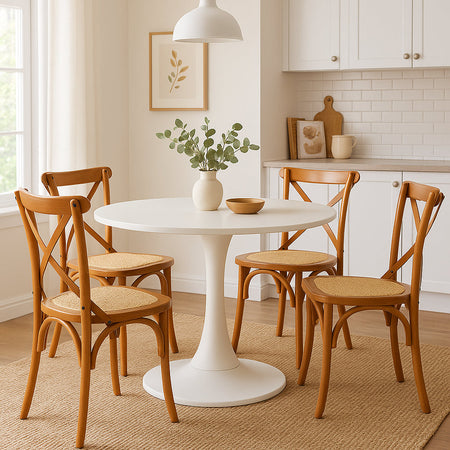Biscottini Sedia Thonet in massello e seduta in rattan finitura legno invecchiato