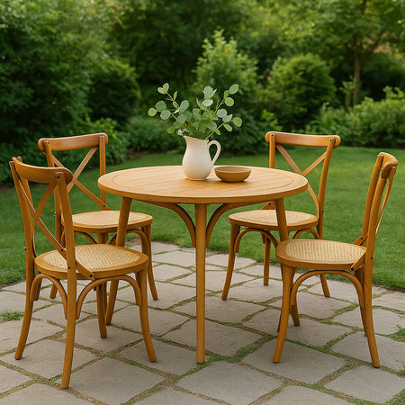 Biscottini Sedia Thonet in massello e seduta in rattan finitura legno invecchiato