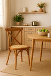 Biscottini Sedia Thonet in massello e seduta in rattan finitura legno invecchiato