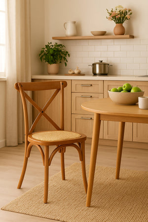 Biscottini Sedia Thonet in massello e seduta in rattan finitura legno invecchiato