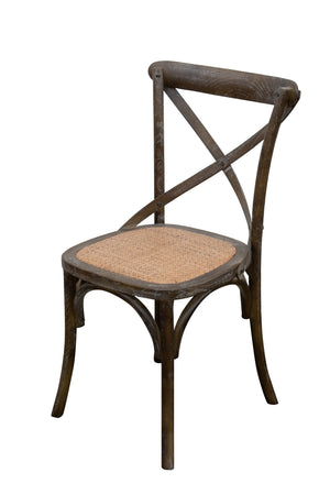 Biscottini Sedia Thonet in massello di frassino e seduta rattan finitura marrone anticato