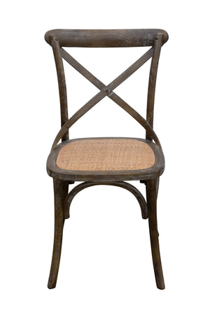Biscottini Sedia Thonet in massello di frassino e seduta rattan finitura marrone anticato
