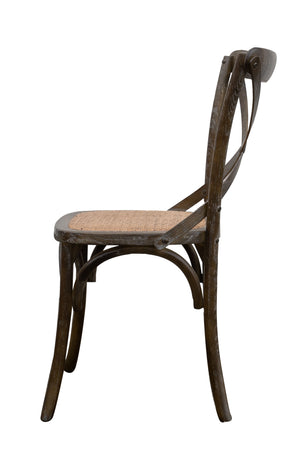 Biscottini Sedia Thonet in massello di frassino e seduta rattan finitura marrone anticato