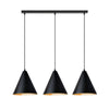Sospensione Nordica Rebel 3 Luci In Acciaio Nero E Oro