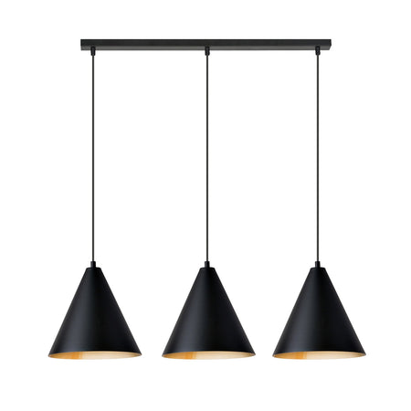 Sospensione Nordica Rebel 3 Luci In Acciaio Nero E Oro